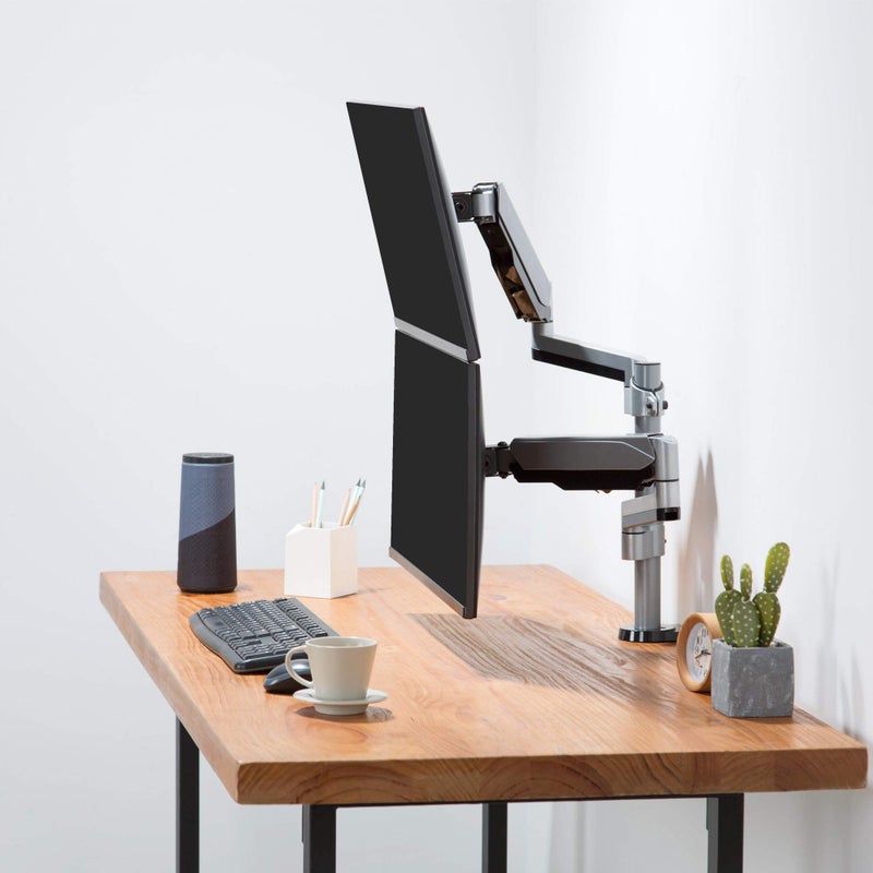 AVLT Dual 13"-27" Stacked Monitor Arm Desk Mount fits Two Flat/Curved Monitor Full Motion Height Swivel Tilt Rotation Adjustable Monitor Arm - VESA/C-Clamp/Grommet/Cable Management - Image 5