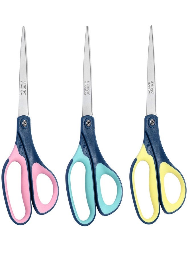 LIVINGO Titanium Scissors All Purpose - 3 Pack 8.5” Sharp Stainless Steel Heavy Duty Shears for Office Home Crafting Cutting Paper Fabric - Image 1