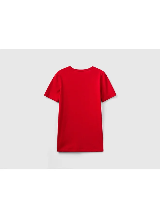 UNITED COLORS OF BENETTON T-Shirt In 100% Cotton With Glitter Print Logo