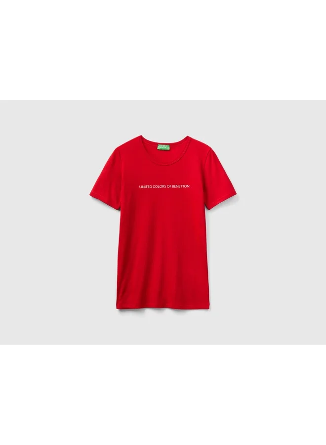 UNITED COLORS OF BENETTON T-Shirt In 100% Cotton With Glitter Print Logo