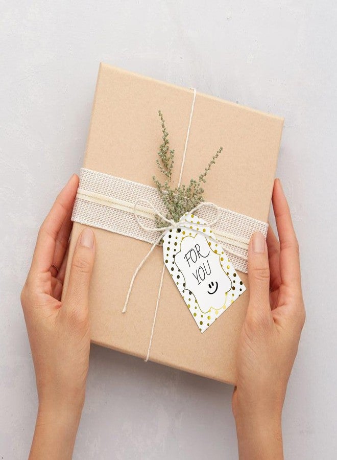 joycraft 100Pcs Gold Foil GiftTags with String, Gold Dot Blank Paper Tags,3.3x2.1 in Large Gift Wrapping Tags for Wedding, Birthday Baby Shower, Classic - Image 4