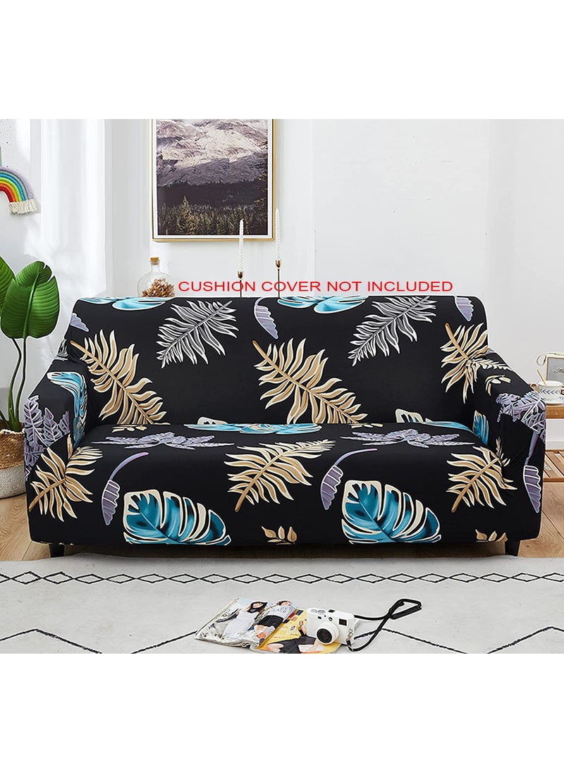 Styleys Styleys Universal Polyester Big Elasticity Flexible Stretch Double Seater Sofa Cover (2 Seater, 140-180 cms, Black Mix Leaf, SLMH-44)  - Image 2