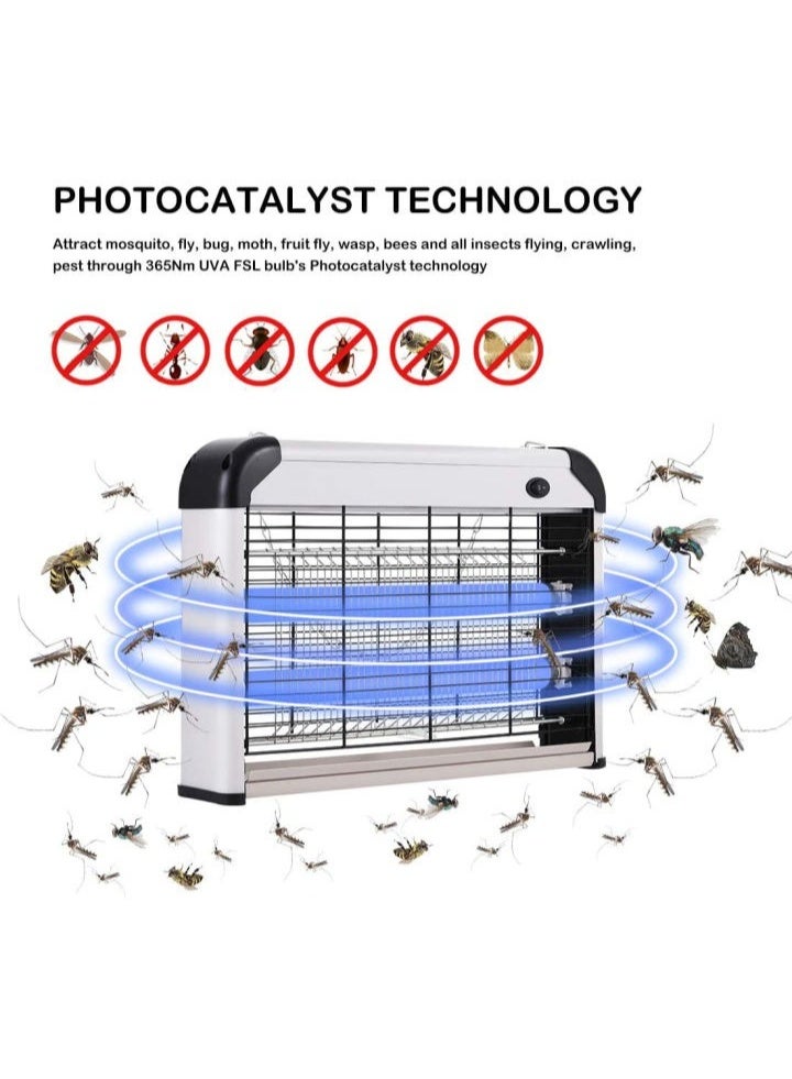 Electric Insect Killer - 30W High-Voltage Bug Zapper with Dual UV Lamps, Electronic Fly Catcher & Mosquito Trap with Removable Tray for Home, Office & Indoor Use - Image 3