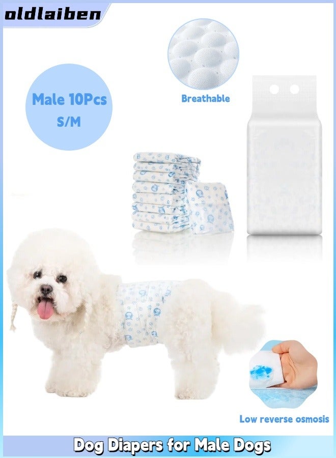 الدليبن حفاضات الكلاب للذكور، حفاضات الكلاب ذات الوسادات الماصة، لفافات الكلاب الذكور القابلة للتعديل مع مانع للتسرب، حفاضات للكلاب الذكور التي تعاني من سلس البول والتبول السريع، ملائمة تمامًا، ماصة، مانعة للتسرب، 10 قطع - Image 1