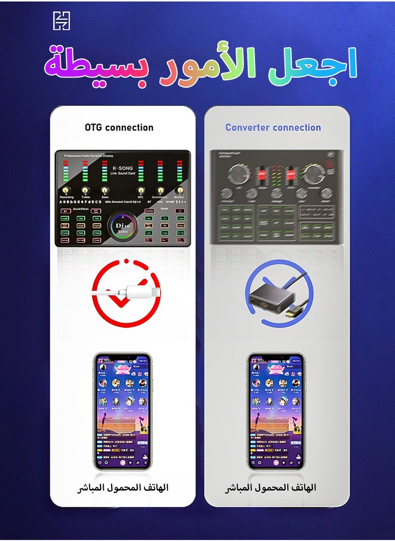 LEOKOR Sound Card Microphone Podcast Package,Streaming Audio Mixer with Microphone Stand/Suitable for Live Broadcast/Podcast/Youtube/PC/Smartphone  - Image 4