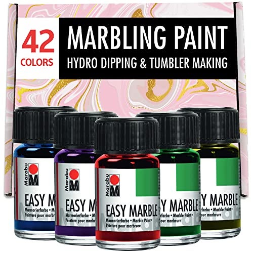 Marabu Easy Marble Paint for Effortless Hydro Dipping, Water Marble Painting and More - 42 Colors Quick Drying Marbling Paint Kit for Kids and Adults - Image 1
