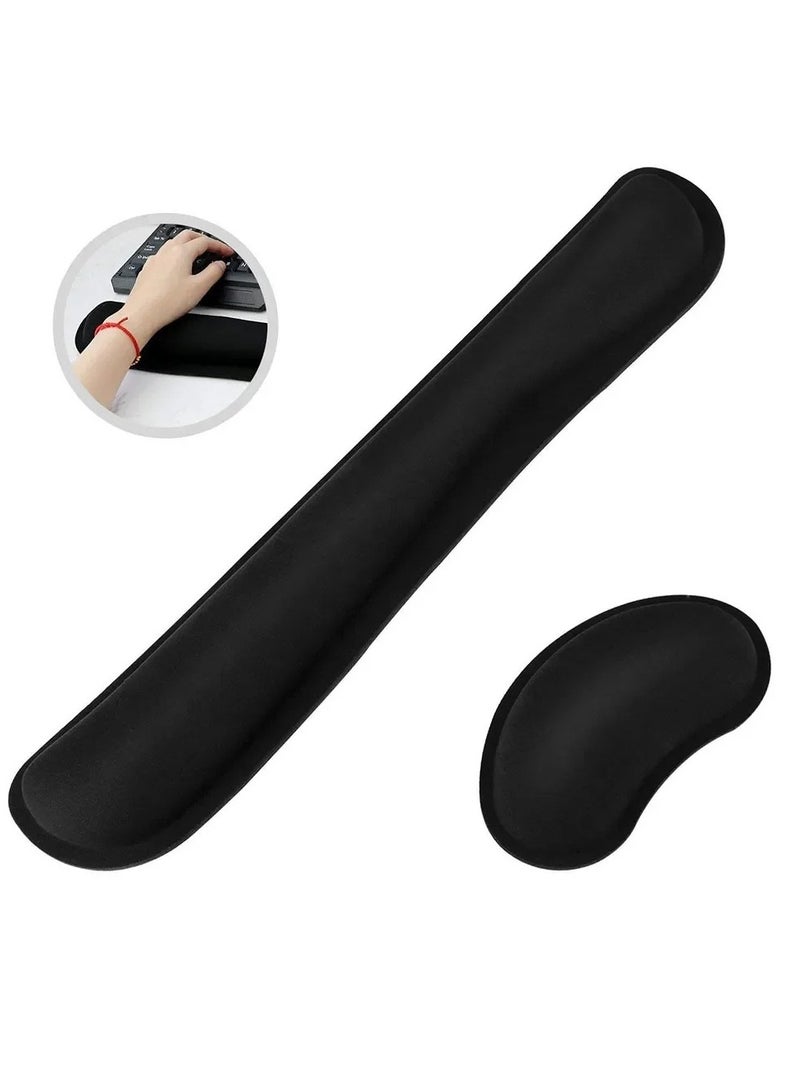 ارواق لوحة ماوس بذاكرة فوم عريضة مع قاعدة مانعة للانزلاق ودعم للمعصم مع مسند معصم للوحة المفاتيح للاستخدام المريح في المكتب والمنزل - Image 2