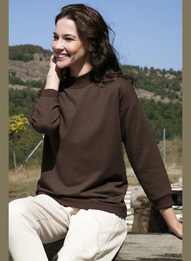 Lela Lela Cotton Stand-up Collar Basic Knitted Sweat Women's SWEAT 5863323