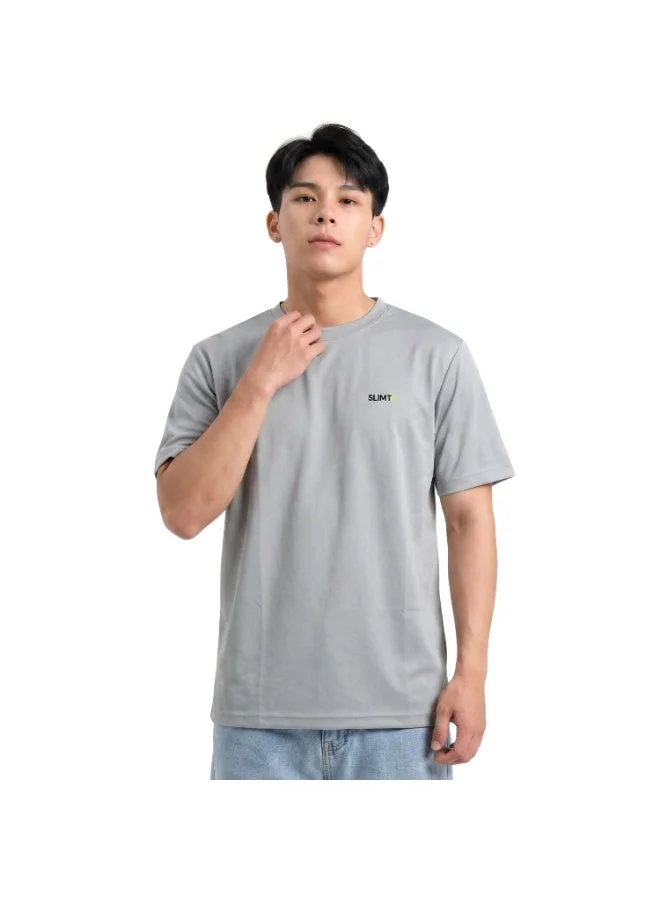 SLIMTA Men's Dry Fit T-Shirt Pebble Grey Lightweight Moisture-Wicking Crew Neck Tee Everyday Casual & Active Wear