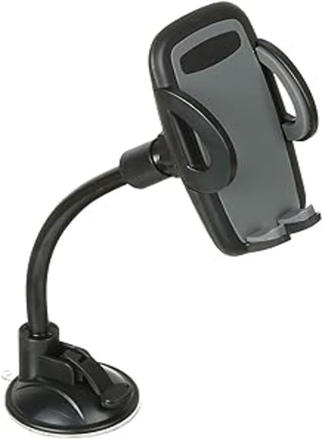 Car Phone Holder JS-041 2in1 for Dashboard/Windshield with 360° Rotation, Arms Height adjustable Stable fits all smartphones - Grey