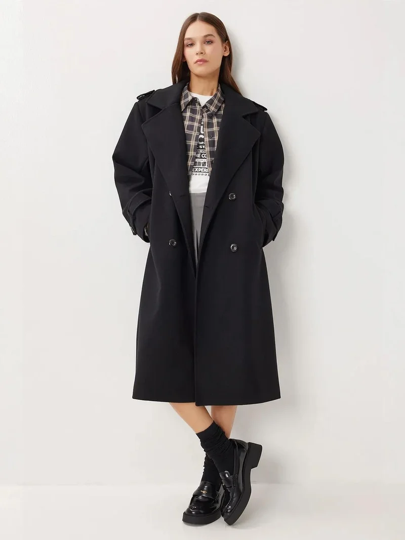 Lovely Istanbul ISTANBUL Textured Oversized Double Breasted Overcoat