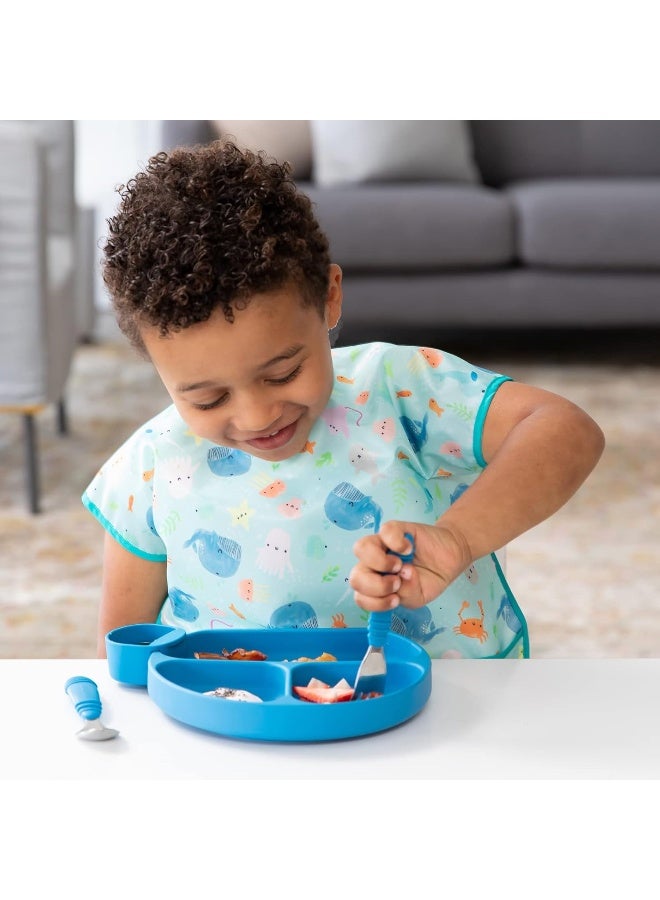 Bumkins Silicone and Stainless Steel Baby Fork and Spoon Set - Image 3