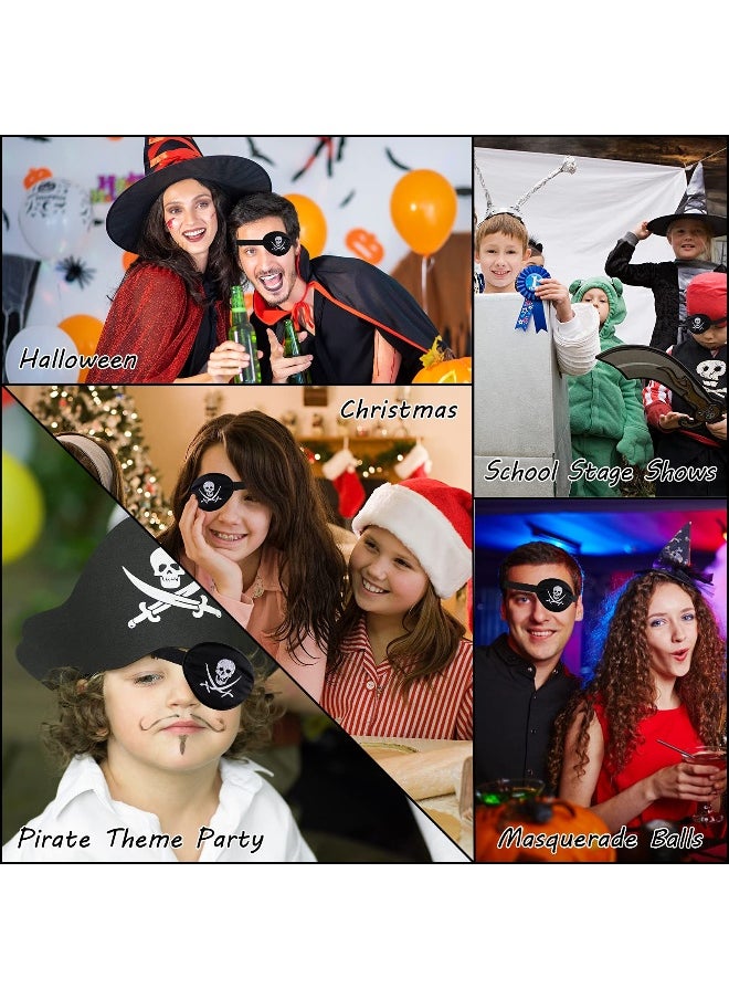 Pirate Eye Patch Skull Crossbone Eye Patches Eyepatch for Adults Kids for Halloween, Pirate Theme Party, Christmas