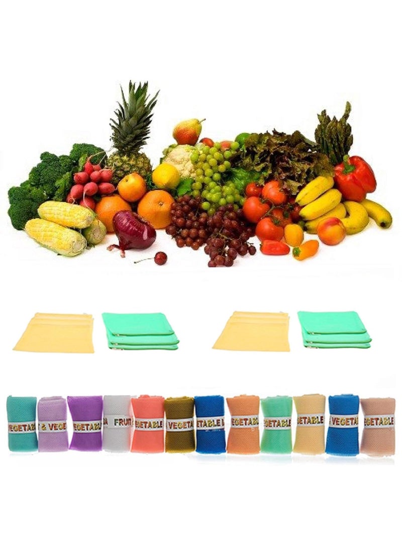 Sio Sio Fridge Vegetable and Fruit Bag Reusable Fridge BagsNet Bags Mesh for Grocery Shopping Storage Eco Friendl Pack of 6 Bags  - Image 5