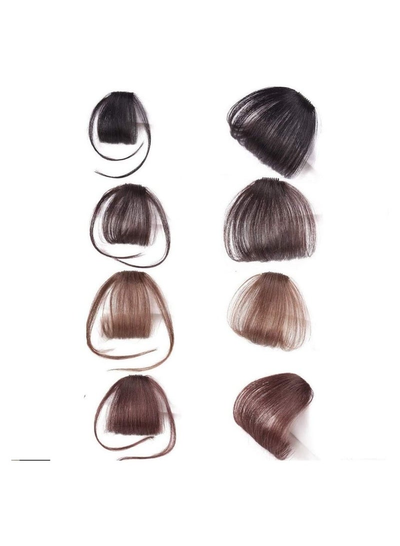 Estelle Clip in Bangs Hair Extensions Thin Neat Air Bangs for Women One Piece Hair Clip Full Neat Fringe, Side Bang Straight False Hairpiece With Clip Accessories (Without Sideburn, Dark Brown) - Image 2