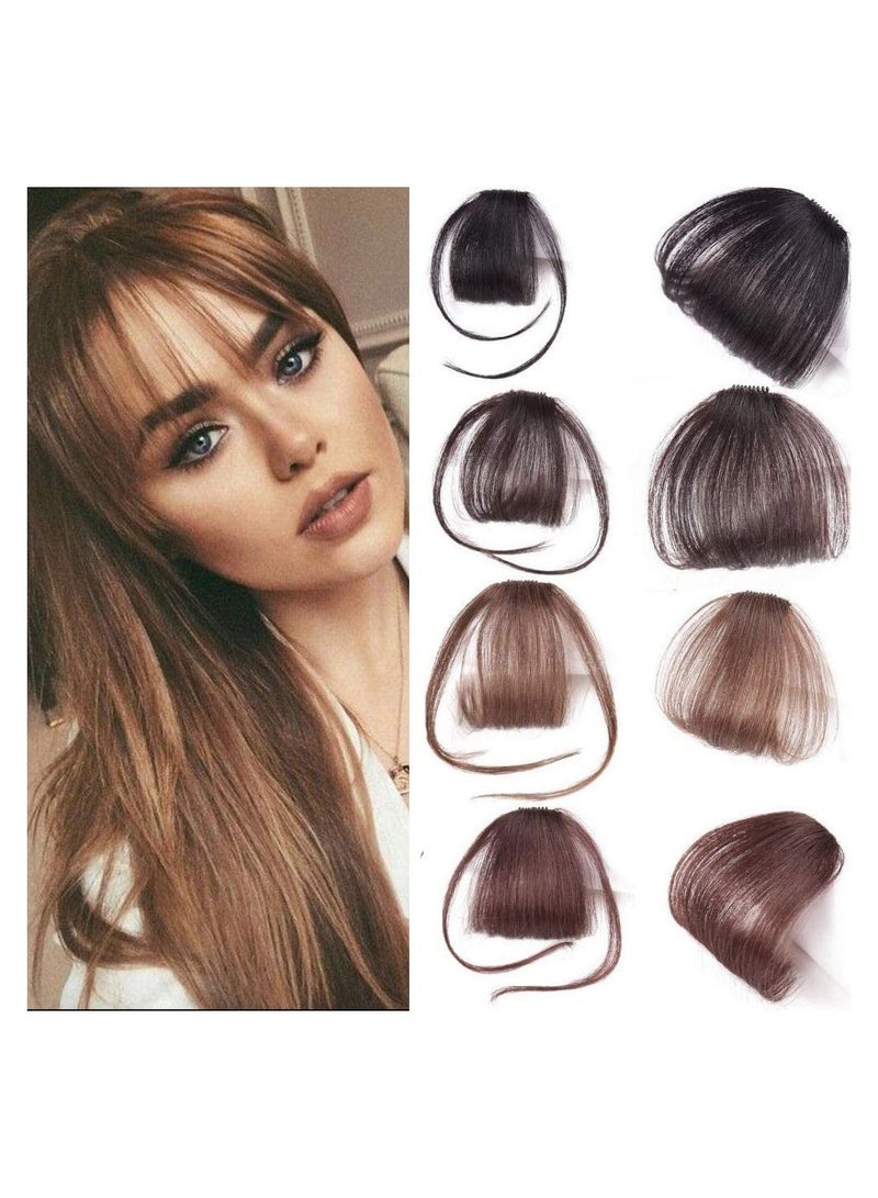 Estelle Clip in Bangs Hair Extensions Thin Neat Air Bangs for Women One Piece Hair Clip Full Neat Fringe, Side Bang Straight False Hairpiece With Clip Accessories (Without Sideburn, Dark Brown) - Image 4