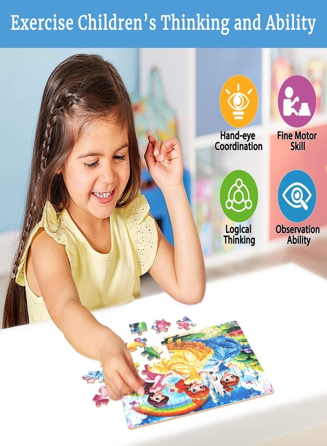 MZZOTOY أحجية الأميرات من MZZOTOY للأطفال من عمر 4 إلى 8 سنوات، أحجية تركيب الصور (بازل) مكونة من 60 قطعة للأطفال من عمر 3 إلى 5 سنوات، أحجية تعليمية للبنات والأولاد، تأتي في علبة معدنية. - Image 3