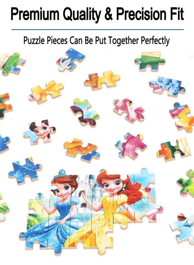 MZZOTOY أحجية الأميرات من MZZOTOY للأطفال من عمر 4 إلى 8 سنوات، أحجية تركيب الصور (بازل) مكونة من 60 قطعة للأطفال من عمر 3 إلى 5 سنوات، أحجية تعليمية للبنات والأولاد، تأتي في علبة معدنية. - Image 4