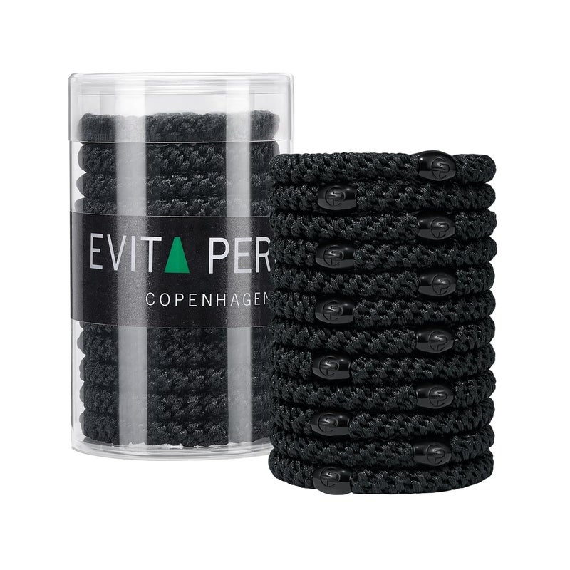 EVITA PERONI 12 Pcs Hair Ties Hair Bands for Thick and Curly Hair Ponytail Holders High Elastics No Damage No Crease Hair Accessories for Women and Girls (Black)