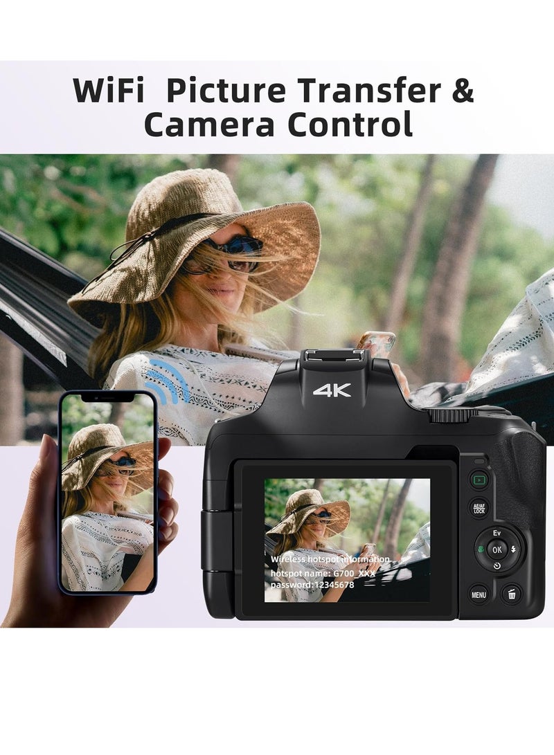 ORDRO 4K Optical Zoom Camera for Photography, 64MP Vlogging Camera for YouTube 30X Digital Zoom 1080P 60FPS AF/MF,Point and Shoot Camera for Beginner (Black) - Image 5