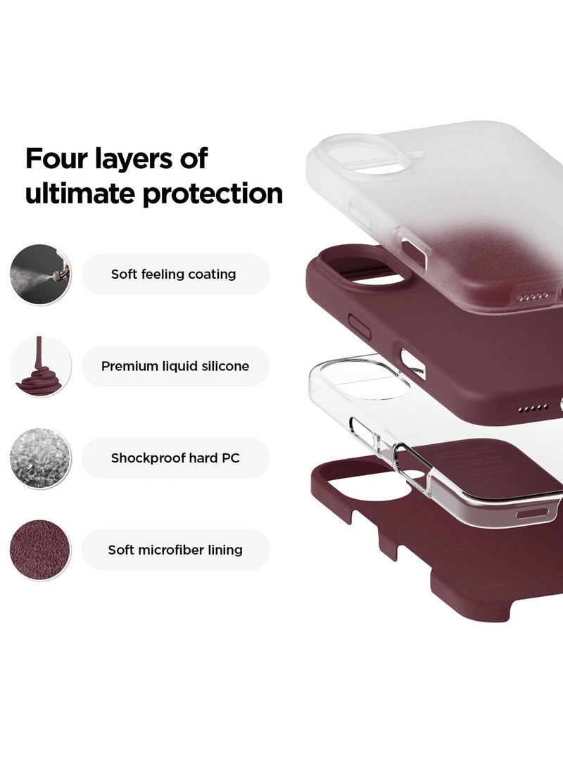 ELTRAZONE Burgundy Liquid Silicone Case for iPhone 16 Plus - Full Body Protection, Shockproof, Slim Design with Anti-Scratch Microfiber Lining - Image 2