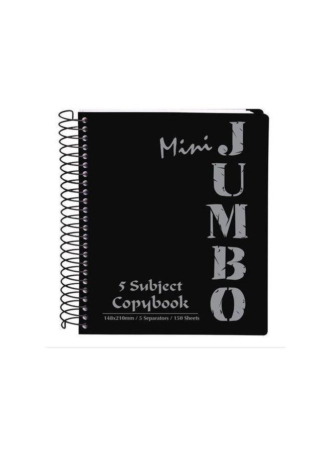 Mintra Mini Jumbo Wirebound Notebook, 200 Sheets, 210*148mm, 5 Materials, Black Reinforced Plastic Cover