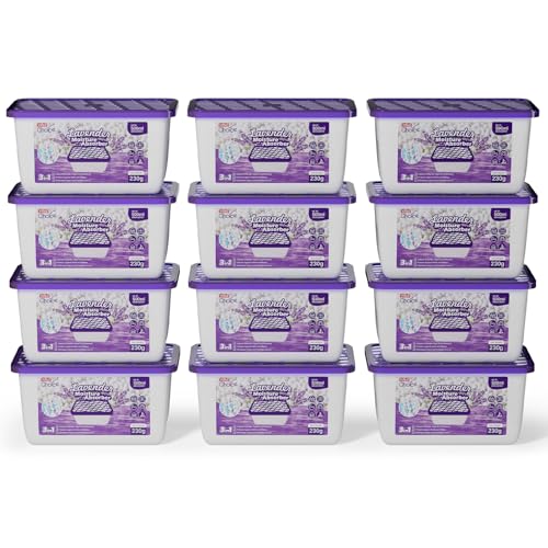 W&E Choice Moisture Absorbers with Lavender Scent, Portable Dehumidifier for Closet & Bathrooms, Kitchen, Humidity Absorber Odor Eliminator Absorber, 12Pack - Image 1