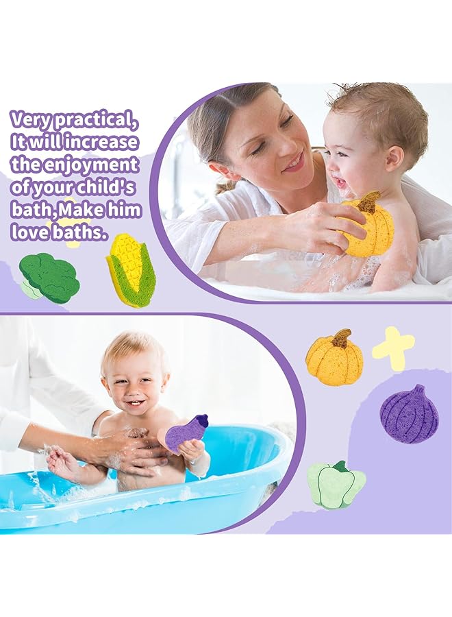 KASTWAVE Baby Bath Sponge Set Ultra Soft Kids Bath Sponges For Infants & Toddlers Gentle Bathing Sponges With Cute Vegetable Shapes For Baby Bath Time 6Count (1 Pack) - Image 5