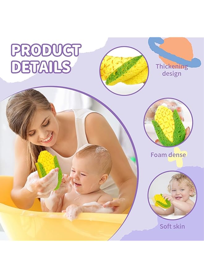 KASTWAVE Baby Bath Sponge Set Ultra Soft Kids Bath Sponges For Infants & Toddlers Gentle Bathing Sponges With Cute Vegetable Shapes For Baby Bath Time 6Count (1 Pack) - Image 3