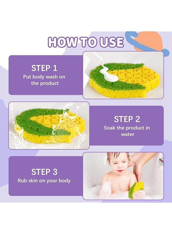 KASTWAVE Baby Bath Sponge Set Ultra Soft Kids Bath Sponges For Infants & Toddlers Gentle Bathing Sponges With Cute Vegetable Shapes For Baby Bath Time 6Count (1 Pack) - Image 4
