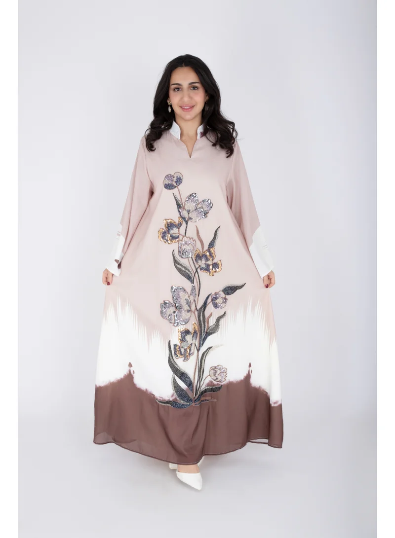 اكسا تطريز خرزي زهري بألوان أومبري