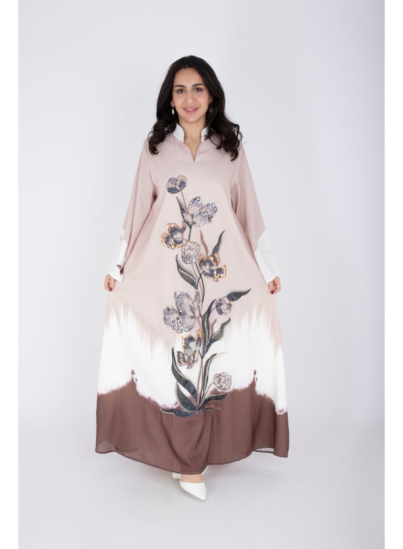 IKKXA Ombre Colors Floral Beaded Embroidery - Image 1