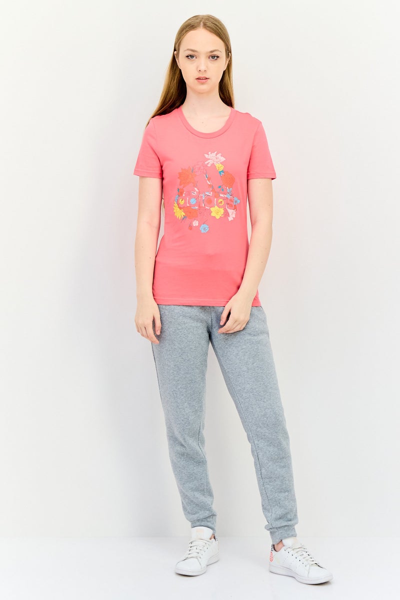 Adidas تي شيرت رياضي نسائي قصير الأكمام في الهواء الطلق، وردي - Image 4