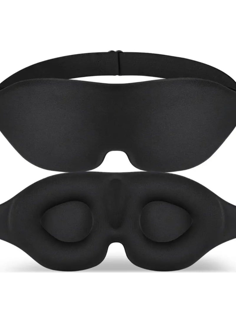 قناع نوم للعين من Nspr، قناع نوم ثلاثي الأبعاد، قناع نوم مع حزام قابل للتعديل يحجب الضوء باللون الأسود (قطعة واحدة) - Image 1