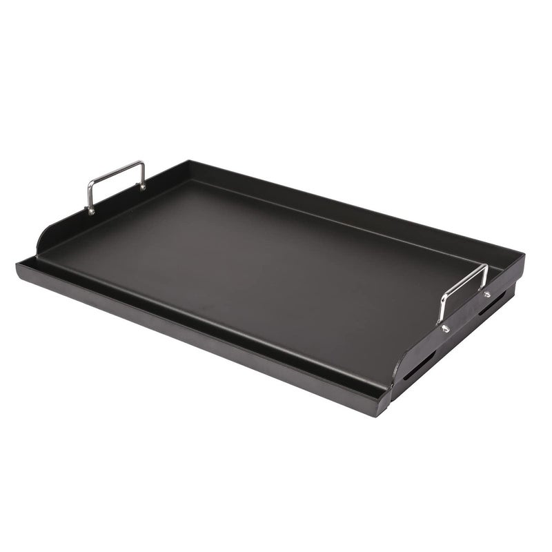Utheer 25 x 16 PreSeasoned Nonstick Cast Iron Griddle for Gas Charcoal Grills Universal Flat Top with Grease Groove Reinforced Ridges High Sidewalls Great for Parties Camping Tailgating