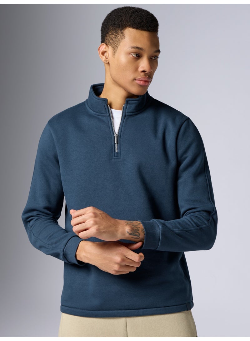 اكس واي اكس اكس سويت شيرت نبضة إنتلي سموث رجالي مريح بأكمام طويلة وسحاب نصفي - Image 1