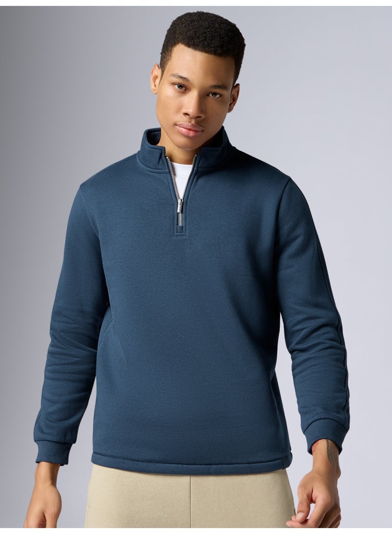 اكس واي اكس اكس سويت شيرت نبضة إنتلي سموث رجالي مريح بأكمام طويلة وسحاب نصفي - Image 2