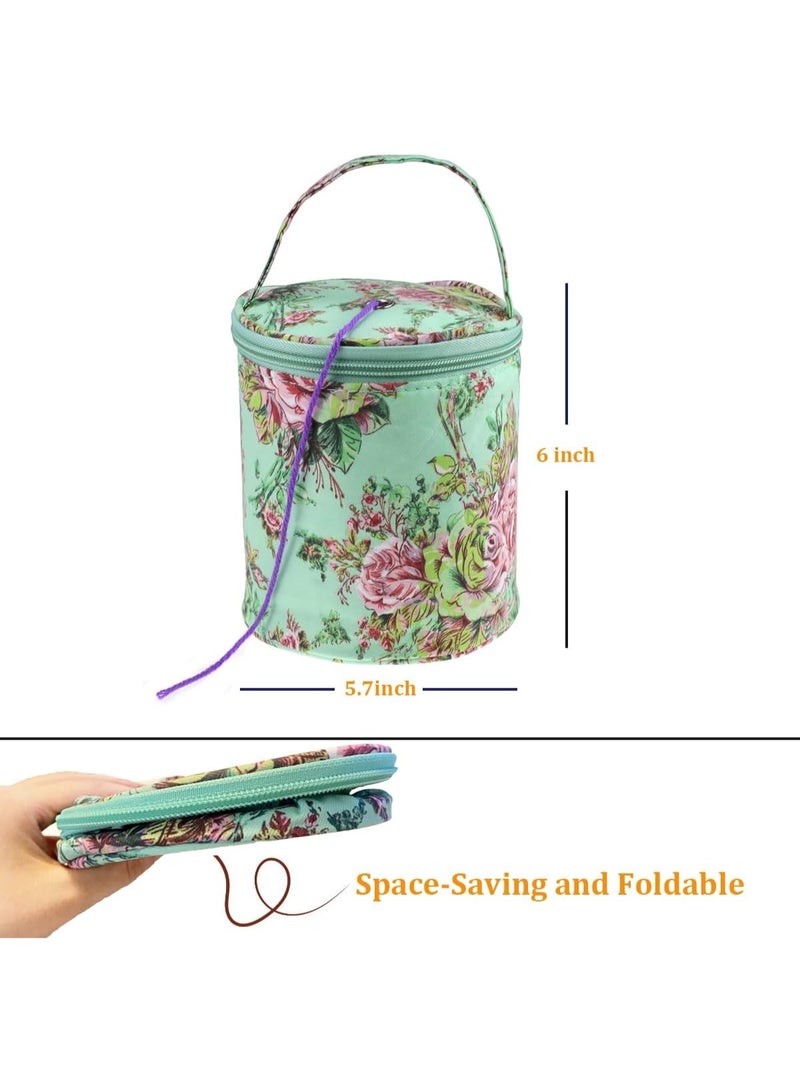 Bukela Mini Yarn Storage Pouch, Small Crochet Hook with Holes for Knitting Yarn, Hollow Circular Knitted Tote Bag Portable Yarn Organiser, Ideal for Travel, Beginners and Crochet Enthusiasts (Peony Green) - Image 2