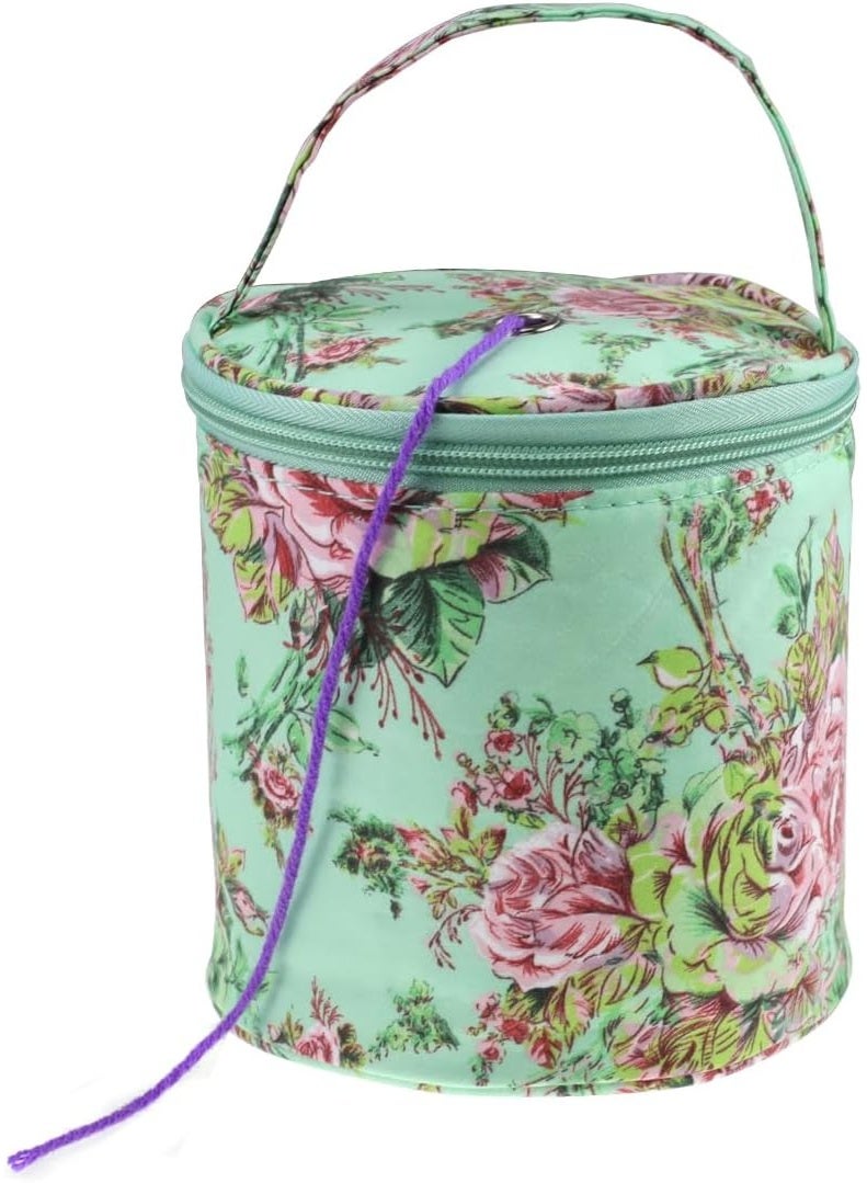Bukela Mini Yarn Storage Pouch, Small Crochet Hook with Holes for Knitting Yarn, Hollow Circular Knitted Tote Bag Portable Yarn Organiser, Ideal for Travel, Beginners and Crochet Enthusiasts (Peony Green) - Image 1