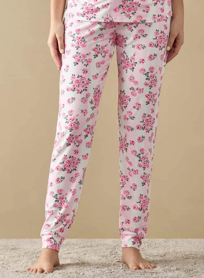 Splash FAV All-Over Floral Print Nursing T-shirt and Pyjama Set