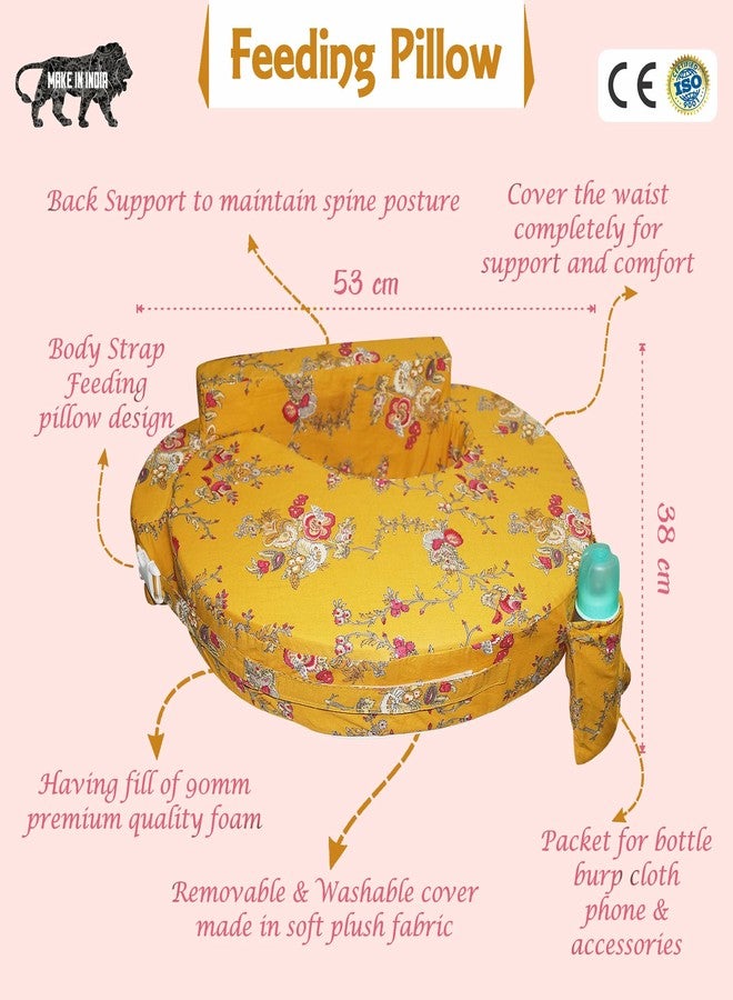 Gordon Nursing Pillow for Breastfeeding, Nursing and Posture Support with Pocket and Removable Slipcover Made in Eco Friendly Soft Fabric (Honey) - Image 2