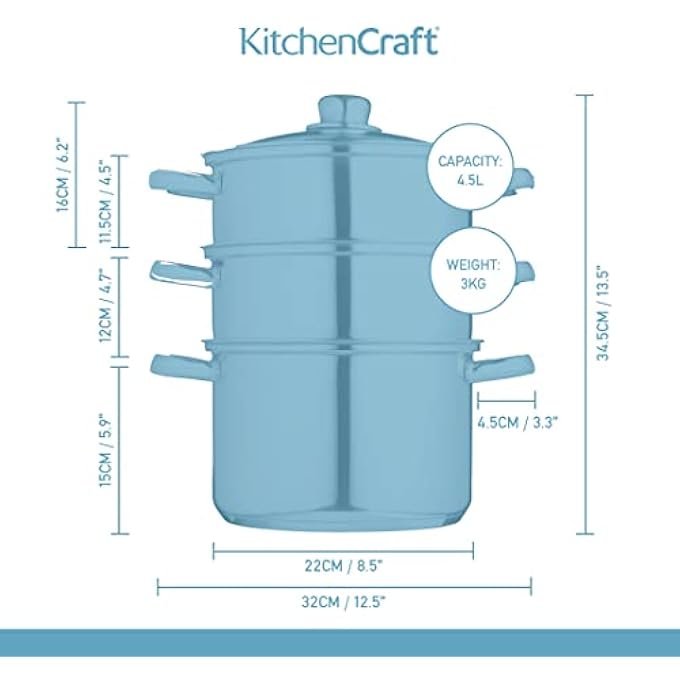 قدر بخاري من الفولاذ المقاوم للصدأ بثلاث طبقات من كيتشن كرافت، مقاس 22 سم - Image 3
