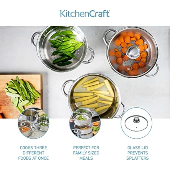 قدر بخاري من الفولاذ المقاوم للصدأ بثلاث طبقات من كيتشن كرافت، مقاس 22 سم - Image 5