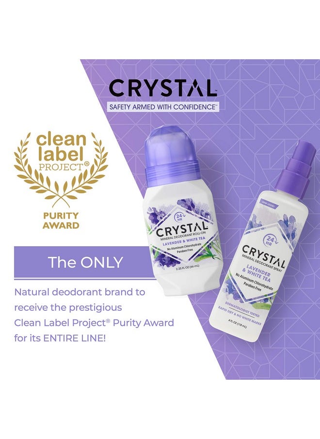 CRYSTAL ESSENCE CRYSTAL Deodorant Aluminum Free Mineral Deodorant Roll-On for Women & Men, Lavender & White Tea - Paraben Free - Certified Cruelty Free & Vegan Deodorant - Prevents Odor Up to 24 Hours ,2.25 Fl Oz (Pack of 3),21661-3  - Image 3