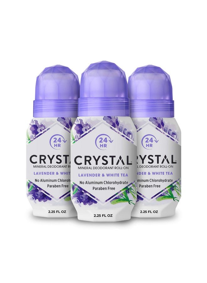 CRYSTAL ESSENCE CRYSTAL Deodorant Aluminum Free Mineral Deodorant Roll-On for Women & Men, Lavender & White Tea - Paraben Free - Certified Cruelty Free & Vegan Deodorant - Prevents Odor Up to 24 Hours ,2.25 Fl Oz (Pack of 3),21661-3  - Image 1