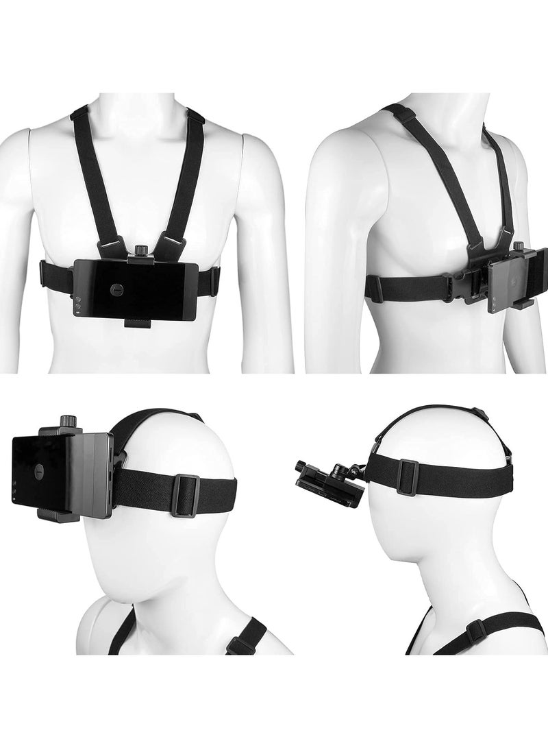 Arabest iPhone Chest Mount, Harness Vest and Head Strap Clip Holder, For POV/VLOG, for iPhone/for GoPro Hero/for DJI Osmo/AKASO and Action Cameras (Mobile Phone Chest Strap + Headband) - Image 3
