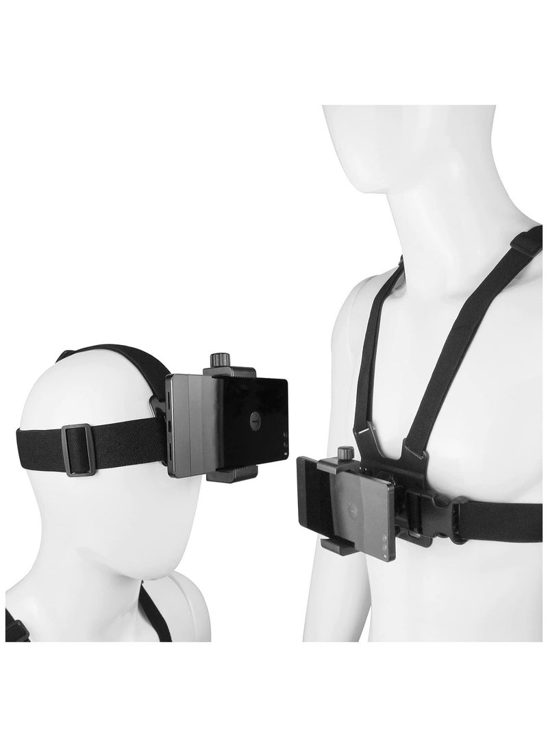 Arabest iPhone Chest Mount, Harness Vest and Head Strap Clip Holder, For POV/VLOG, for iPhone/for GoPro Hero/for DJI Osmo/AKASO and Action Cameras (Mobile Phone Chest Strap + Headband) - Image 1