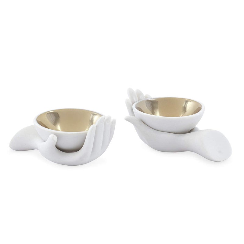 Jonathan Adler Jonathan Adler Eve Salt  Pepper Cellars white  gold 35 w 25 d 275 h 