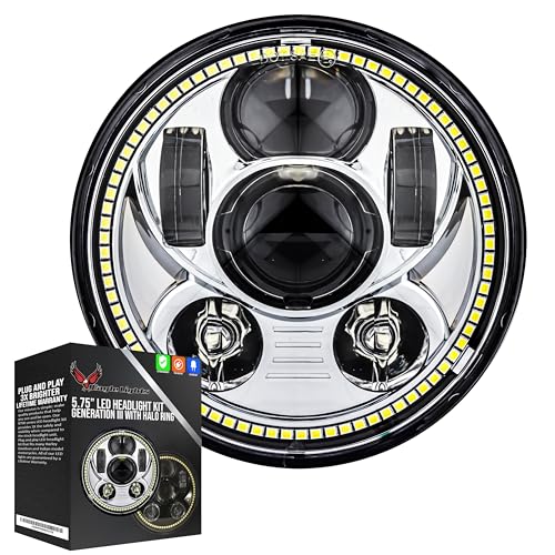 Eagle Lights 8900CG3H-SCOUT Indian Scout Motorcycle Headlight with White Halo Ring, Fits 2015+ Scout 60, Scout and Bobber, Chrome - Image 1