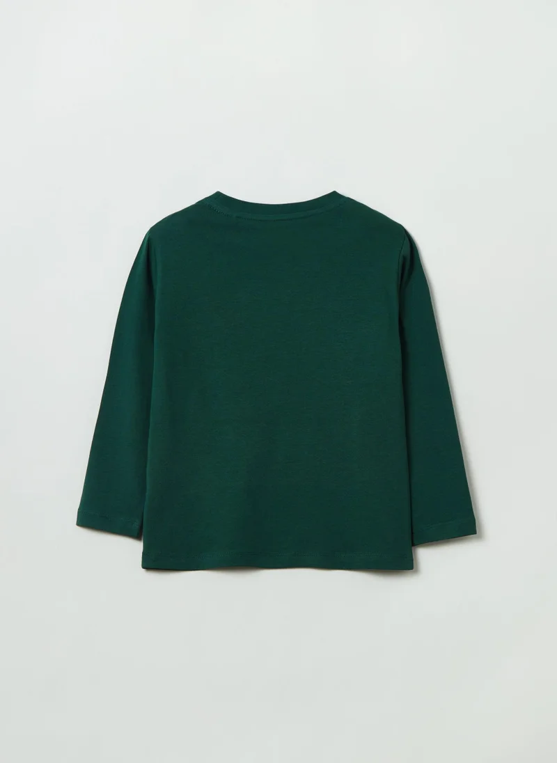 او في اس Long-Sleeved T-Shirt With Print